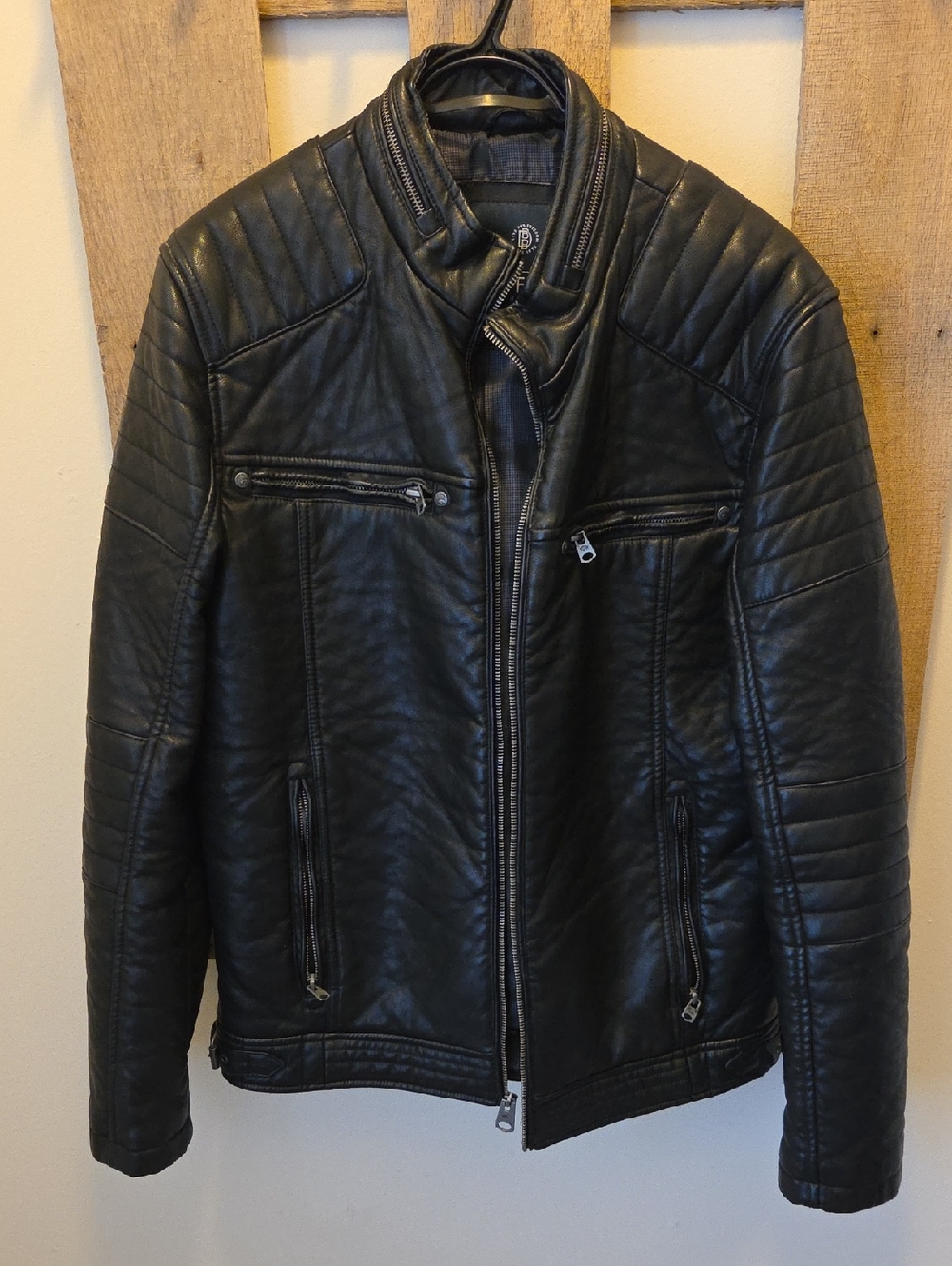 Buffalo David Bitton Black Quilted Moto-Style Bomber Jacket